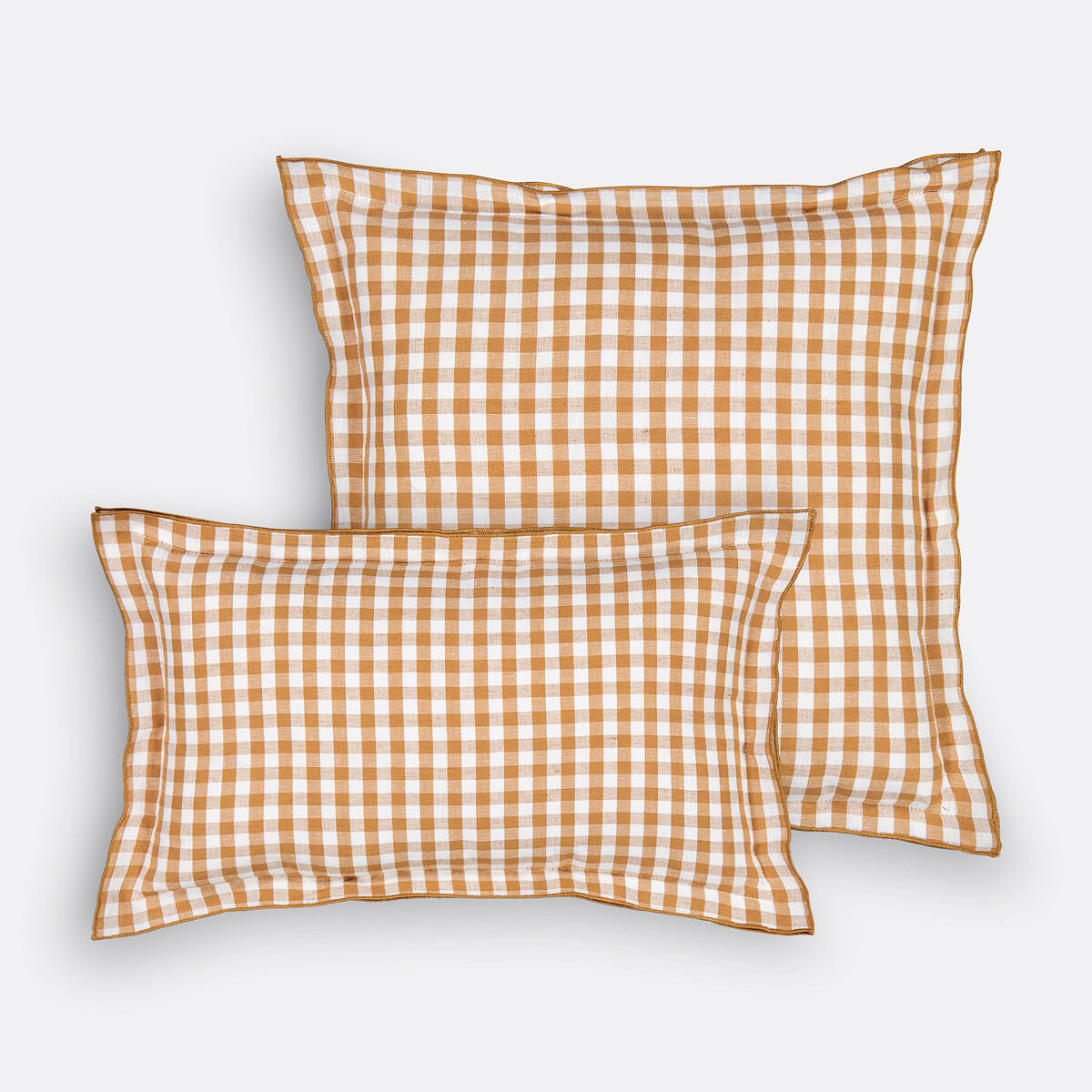 Copricuscino a quadretti cotone e lino, Cottage cannella, LA REDOUTE INTERIEURS