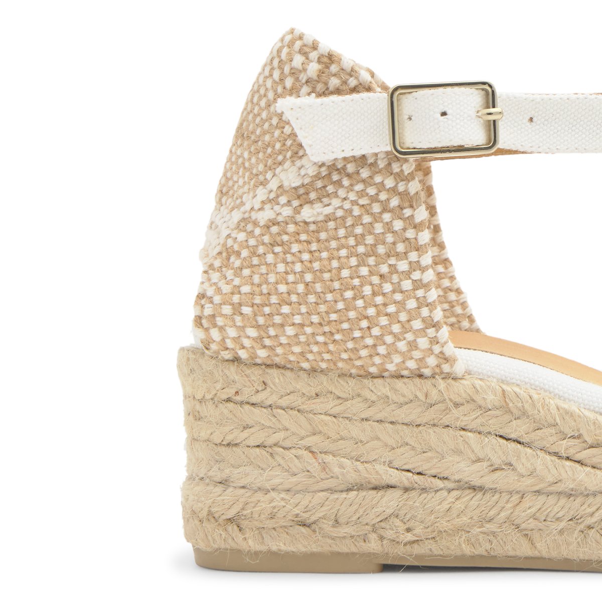 Espadrilles compensées à bride cheville et talon tressé CAROL PLATFORM blanc, CASTANER