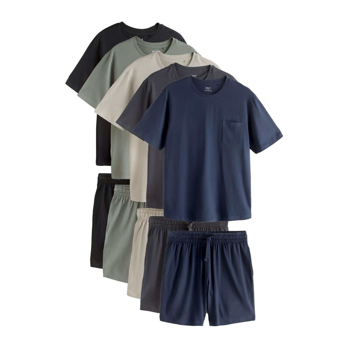 Pyjama en jersey à manches courtes, lot de 5 multi-couleurs, NEXT
