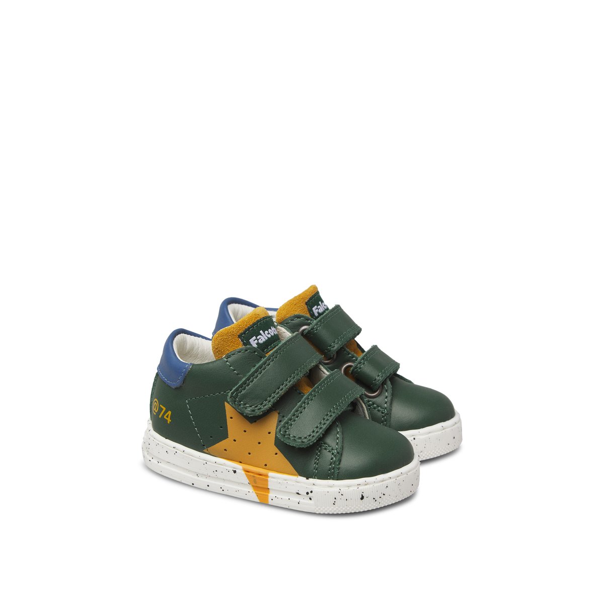 Baskets en cuir et suède SALAZAR 3 VL vert-bleu ciel-citrouille, FALCOTTO