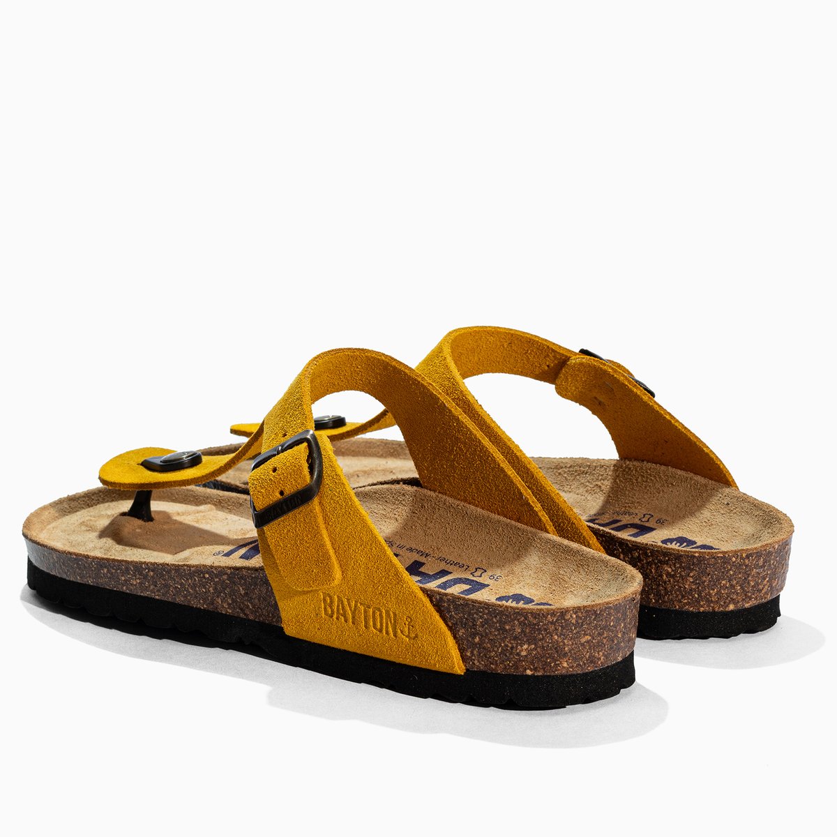 Tongs en cuir suedé MERCURE jaune, BAYTON