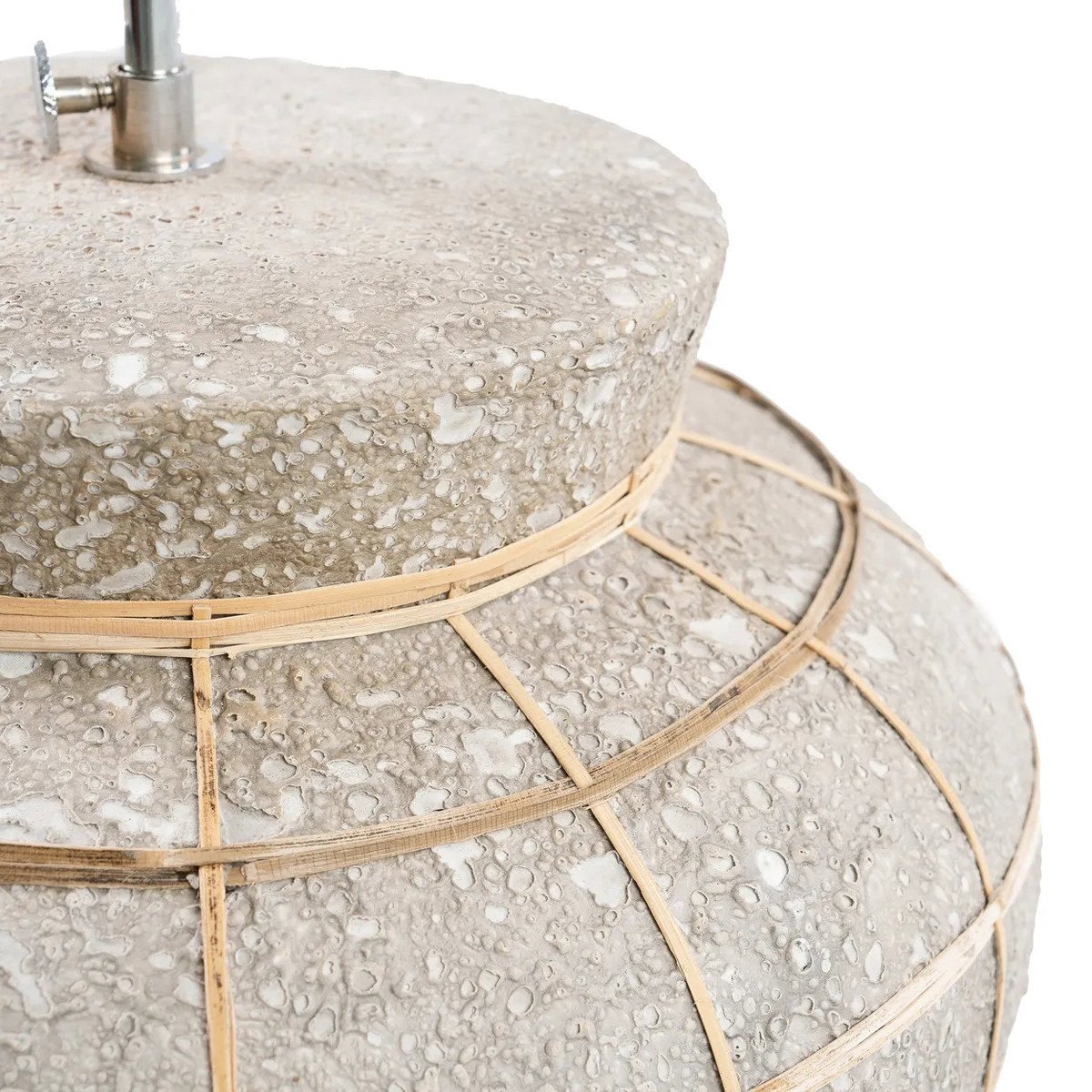 Lampe de table en terre cuite et herbe LIPSI béton naturel, BAZAR BIZAR