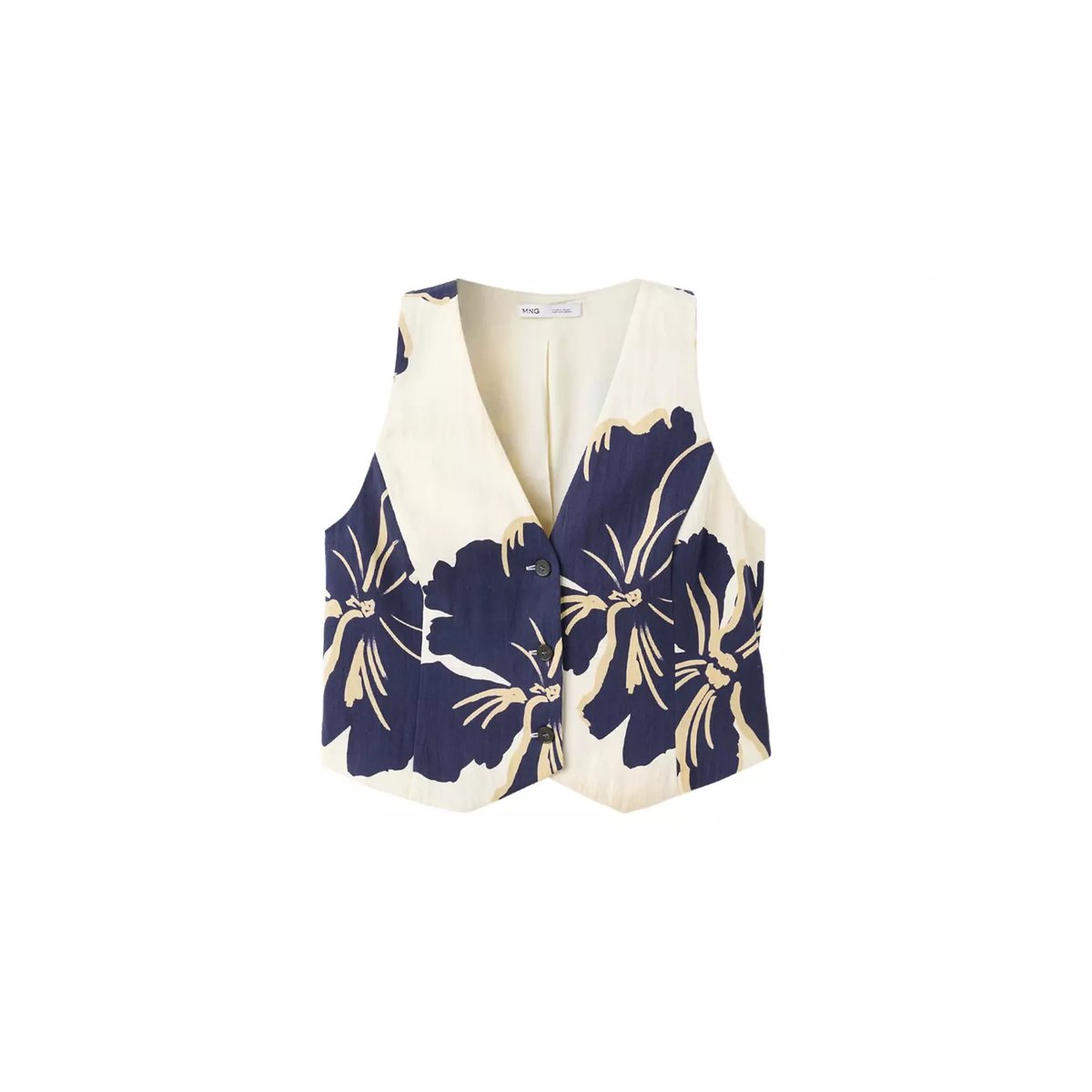 Gilet en lyocell à imprimé floral blanc cassé, MANGO