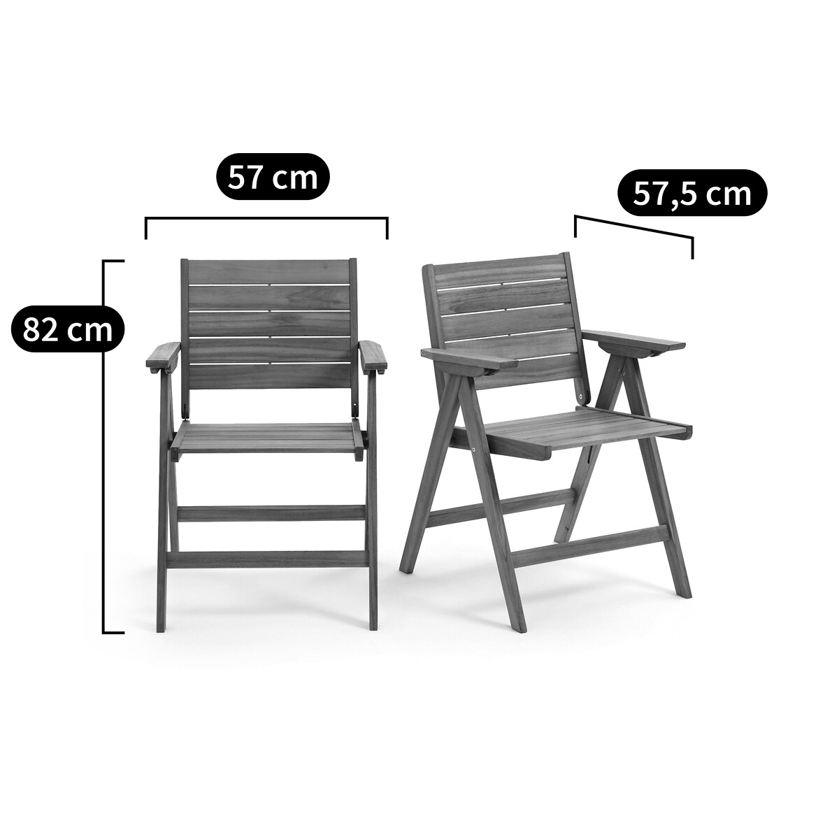 2 fauteuils pliants Réalto, en acacia acacia, LA REDOUTE INTERIEURS