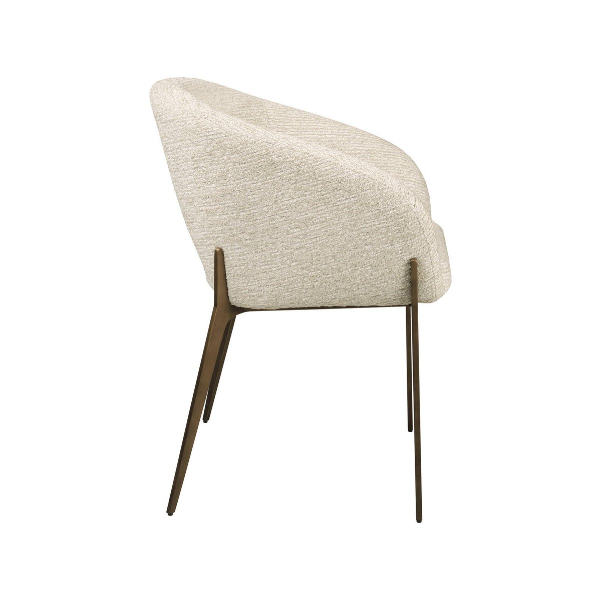Chaise de salle à manger enveloppante beige naturel linéaire et piètement bronze, RECOLLECTION