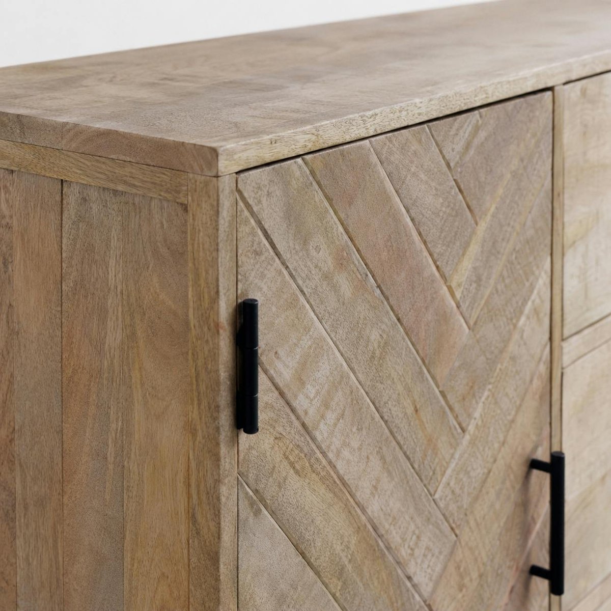 Buffet en bois massif 2 portes 3 tiroirs BRIX bois naturel, PIER IMPORT