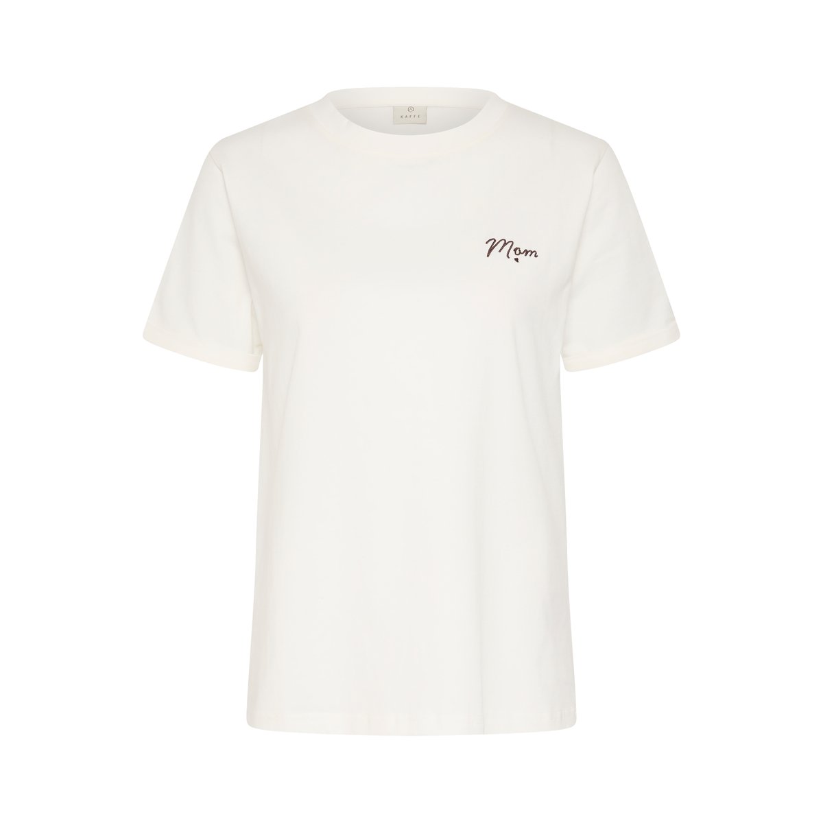 T-shirt à manches courtes blanc chalk/coffee bean emb., KAFFE