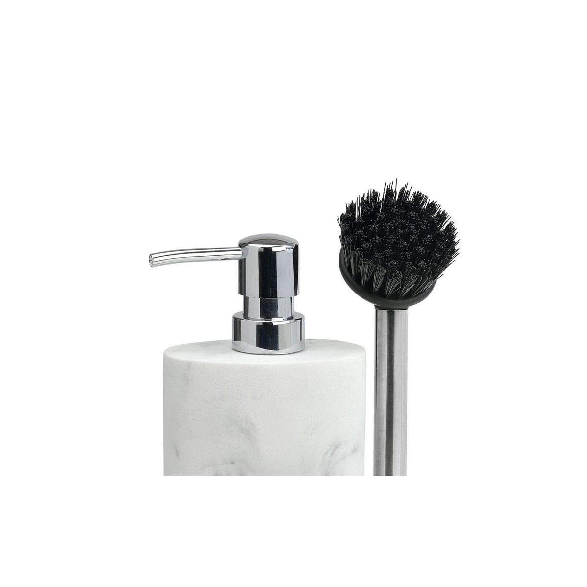 Distributeur Liquide Vaisselle Porte Éponge Résine Effet Marbre Blanc blanc, WADIGA