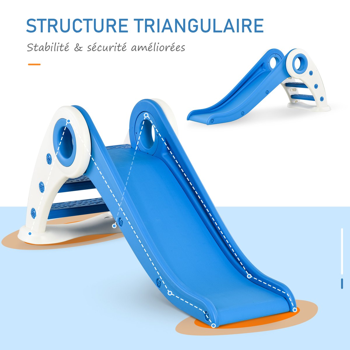 Toboggan pour enfants Plastique Bleu bleu, HOMCOM