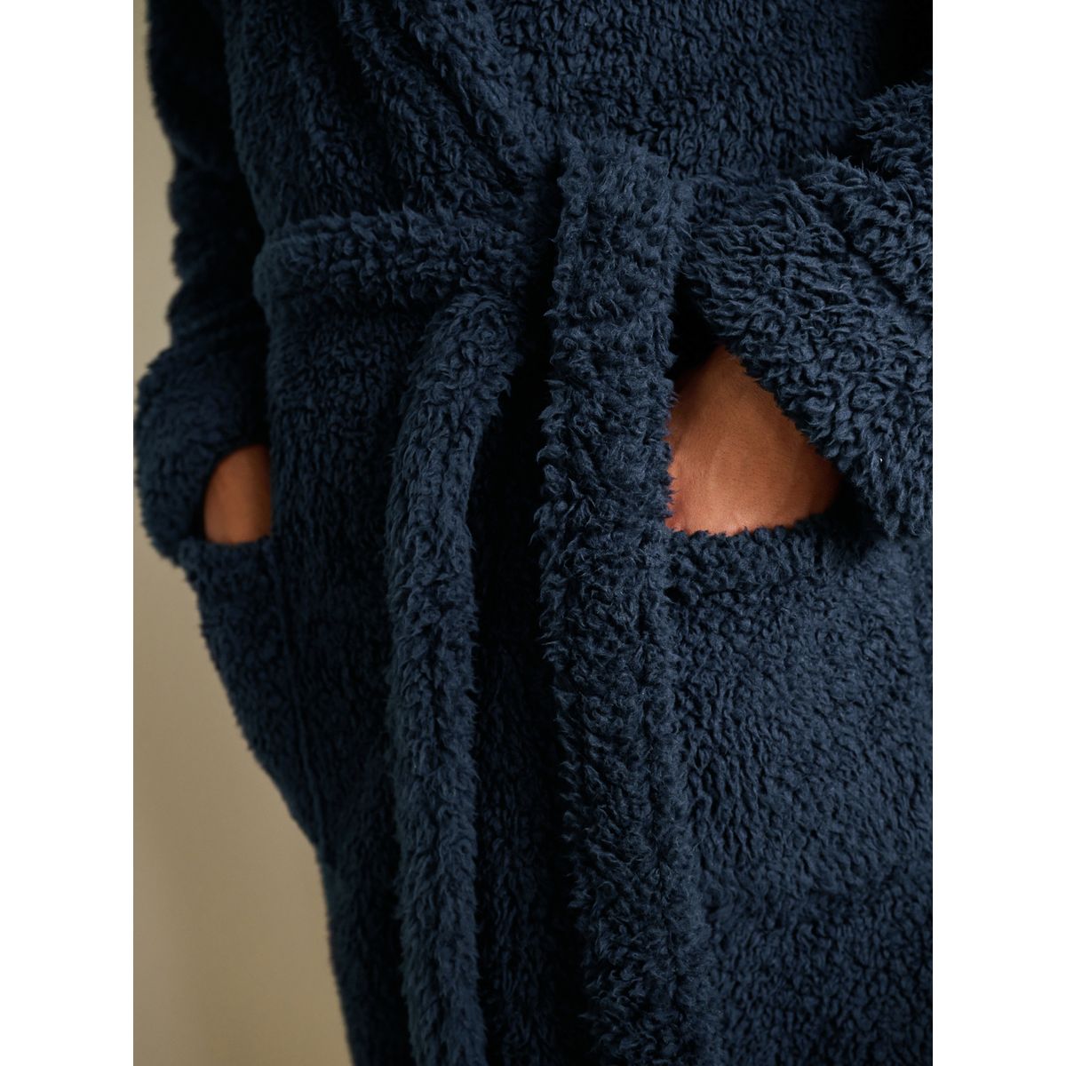 Robe de chambre en peau lainée bleu marine, NEXT