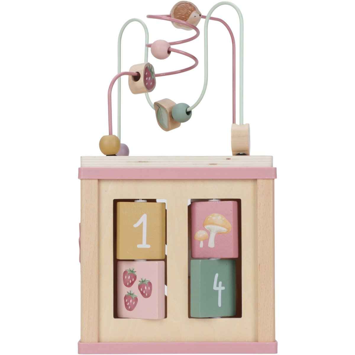 Cube d'activités rose, jaune, vert, beige, multicolore, LITTLE DUTCH
