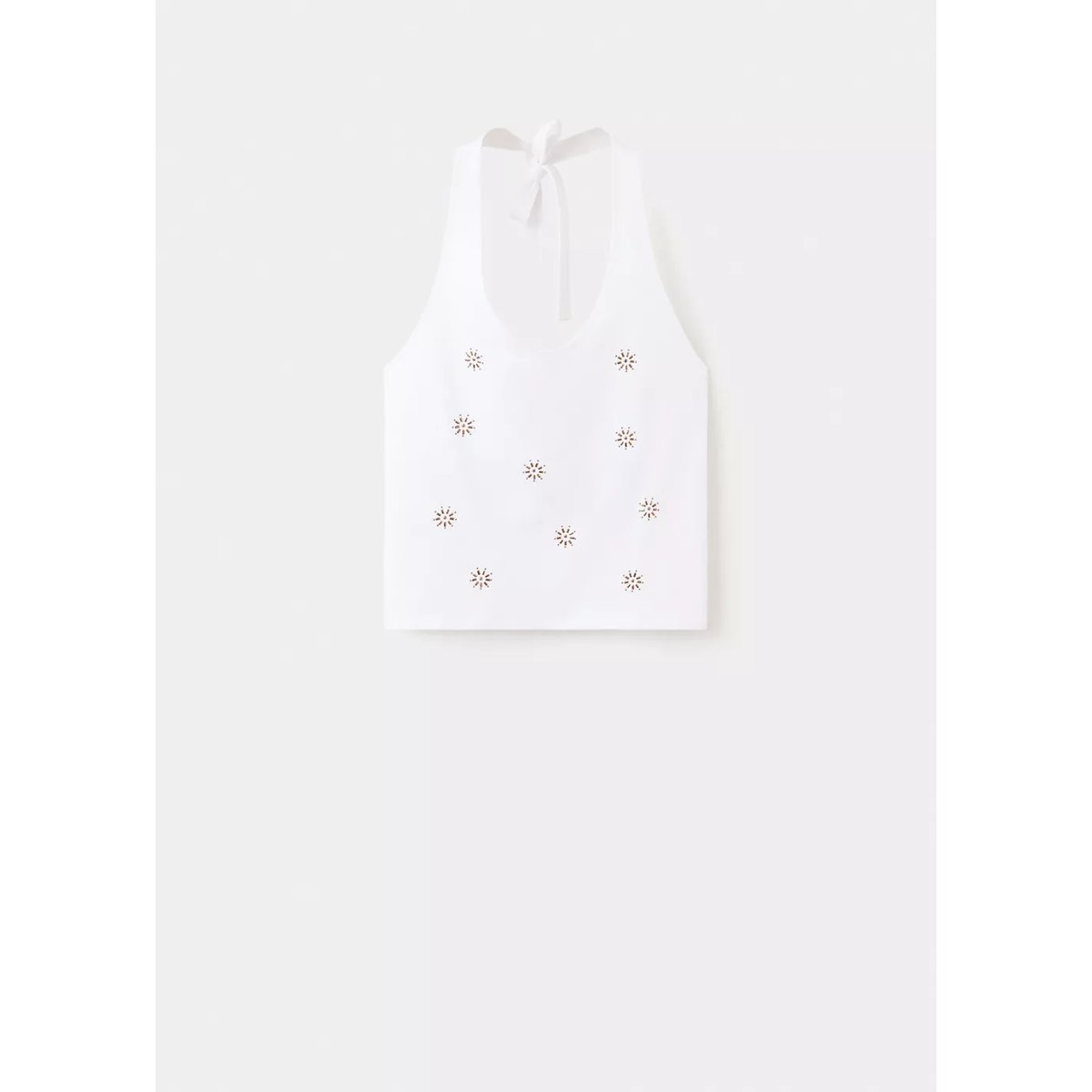Top halter à détails métalliques blanc cassé, MANGO TEEN