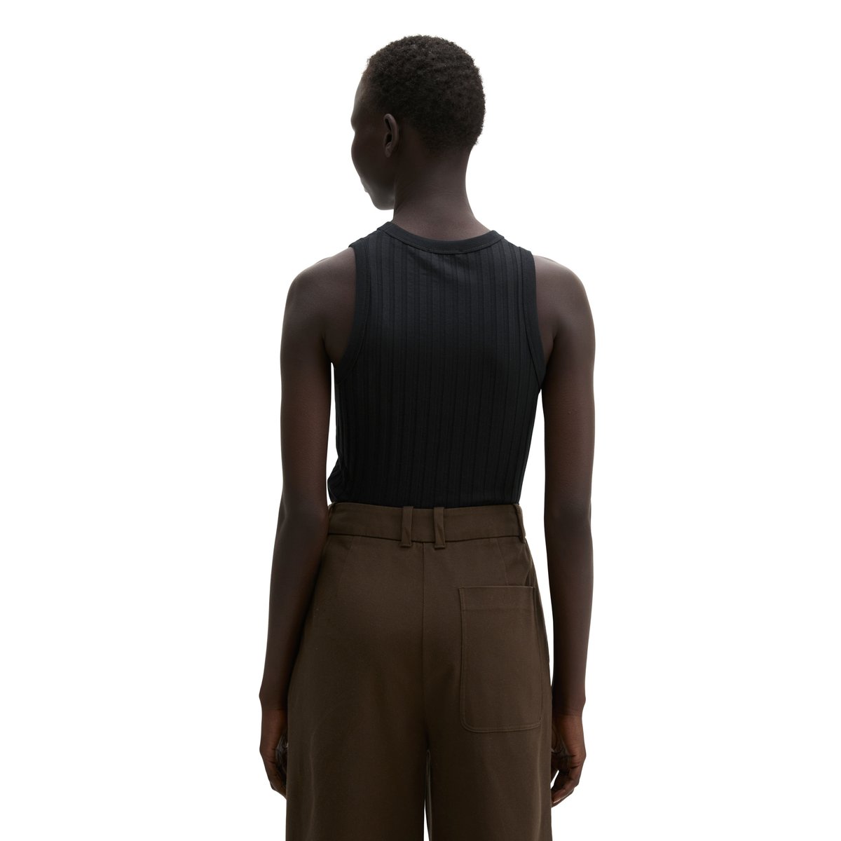 Top slim en pointelle avec TENCEL™ Modal noir, MARC O'POLO