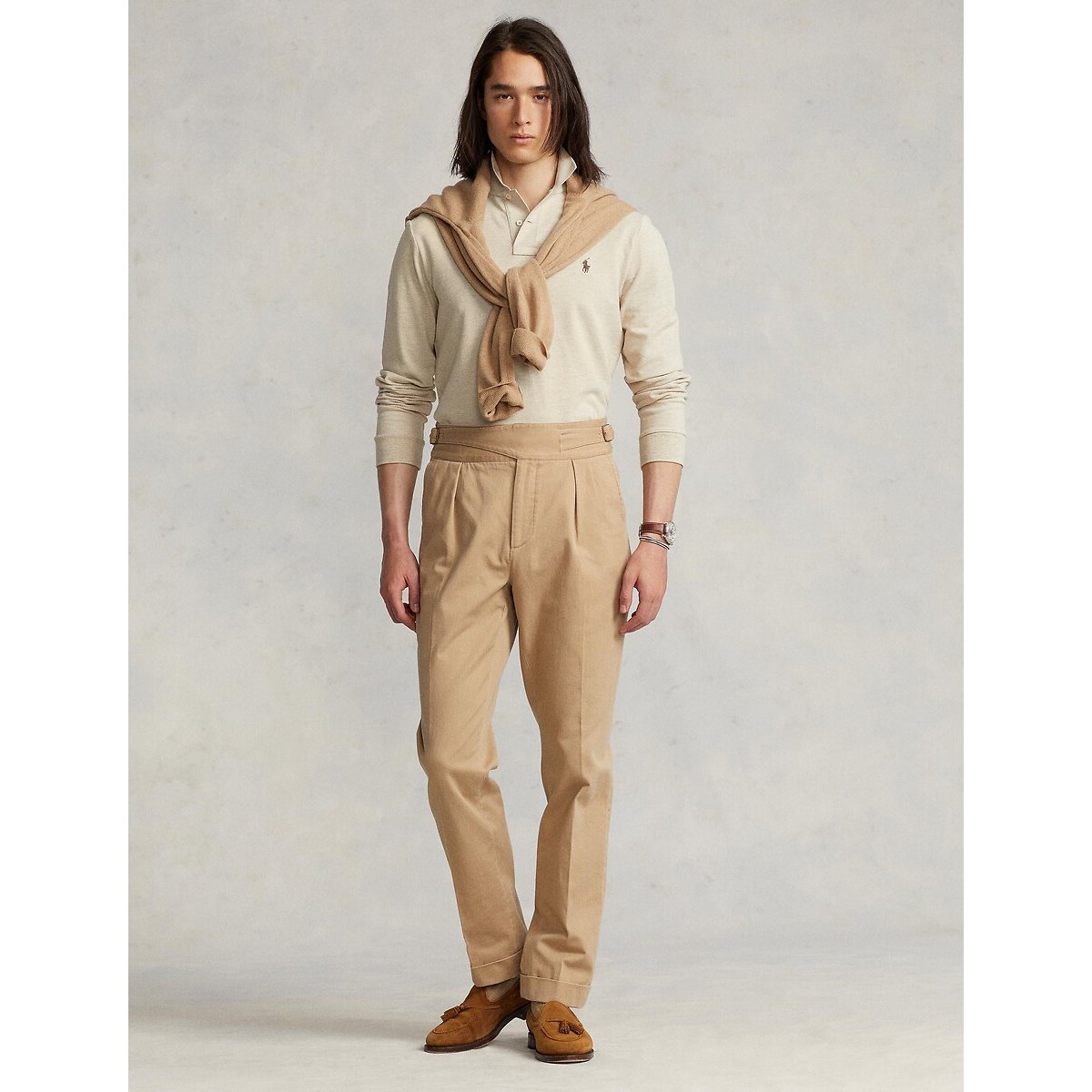 Polo slim in piqué a maniche lunghe dune, POLO RALPH LAUREN