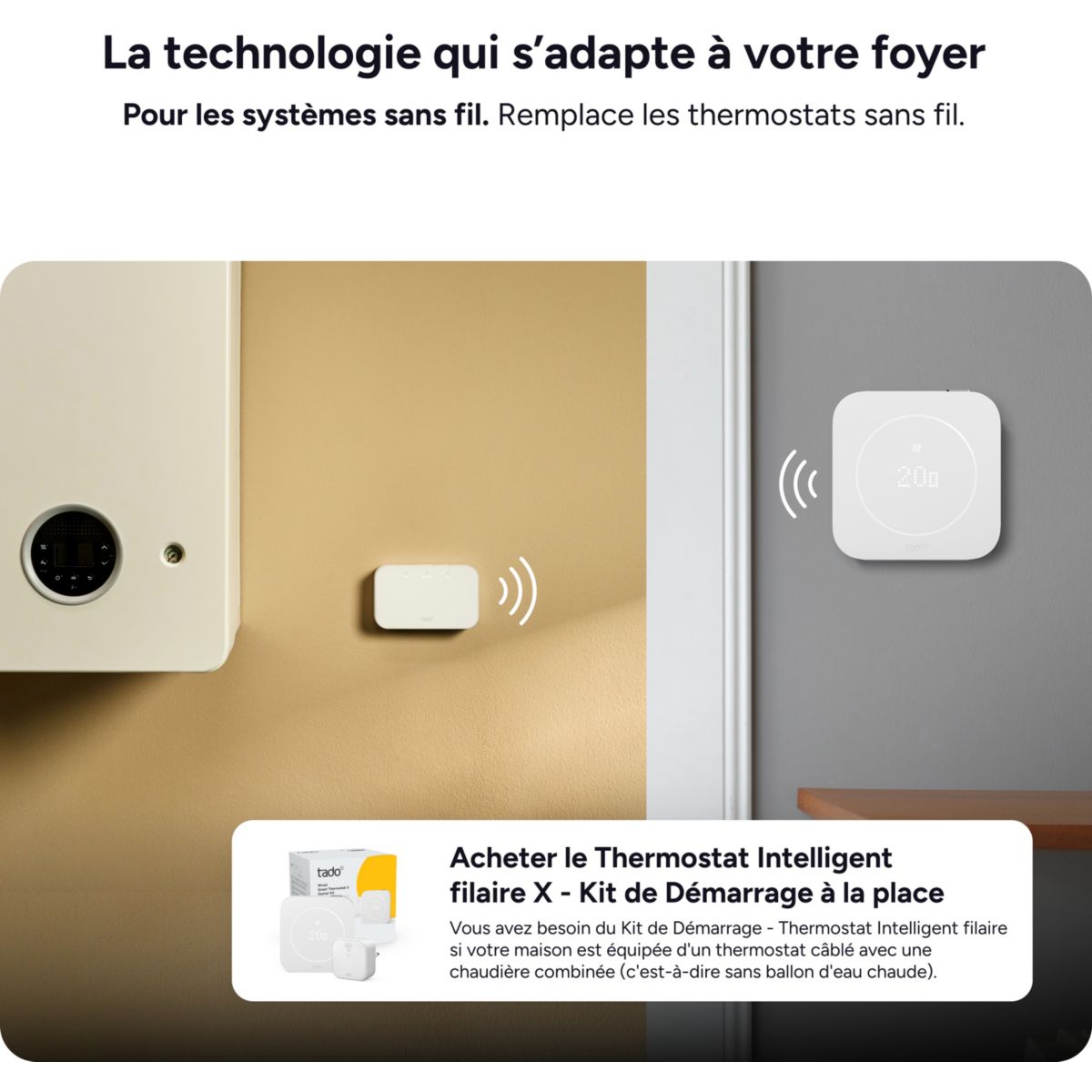 Thermostat connecté Sans fil Kit de démarrage X (2e gén.) couleur unique, TADO
