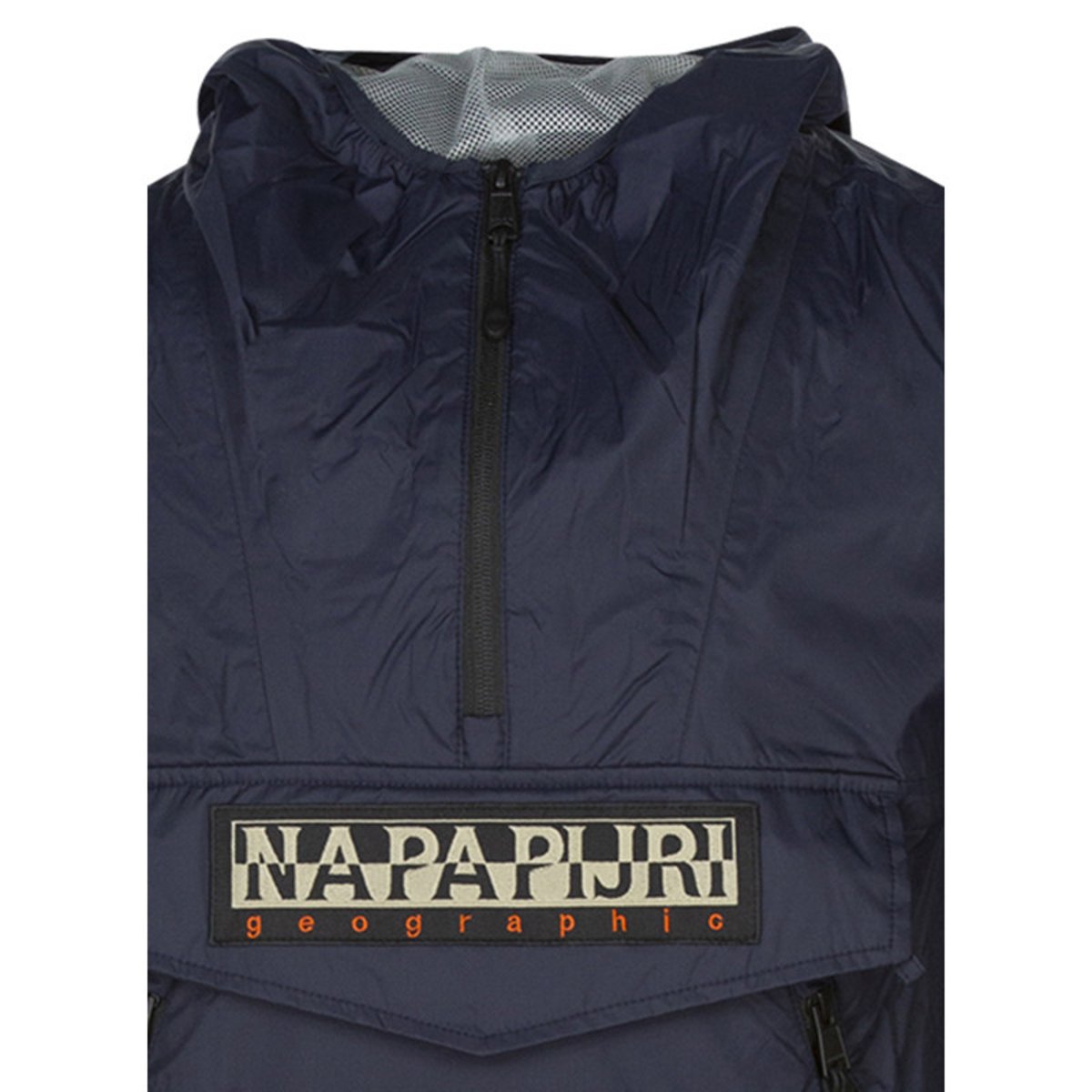 Coupe-vent à capuche bleu marine uni avec un col zippé et une coupe regular fit marine, NAPAPIJRI