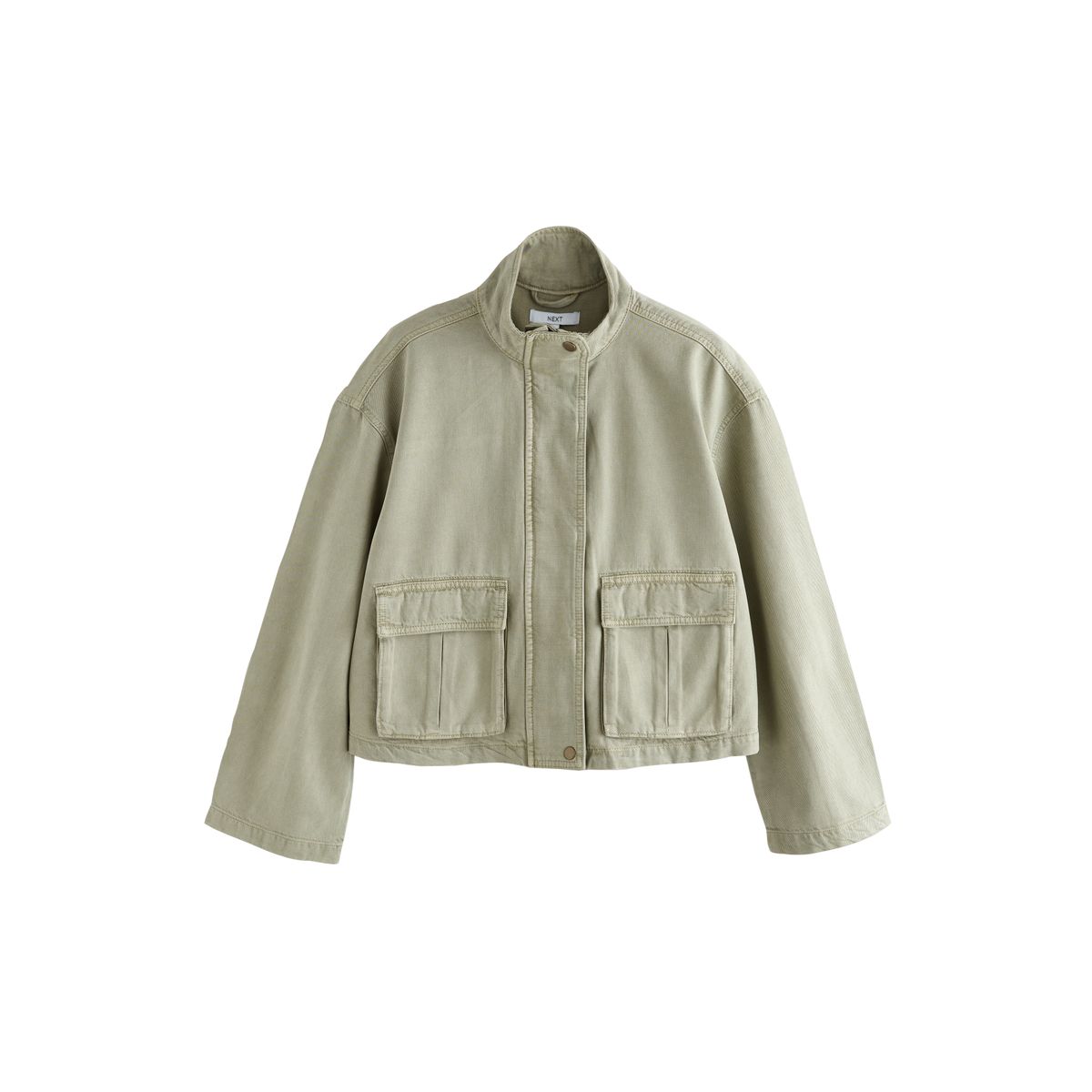 Veste en coton à 2 poches et col cheminée vert kaki, NEXT