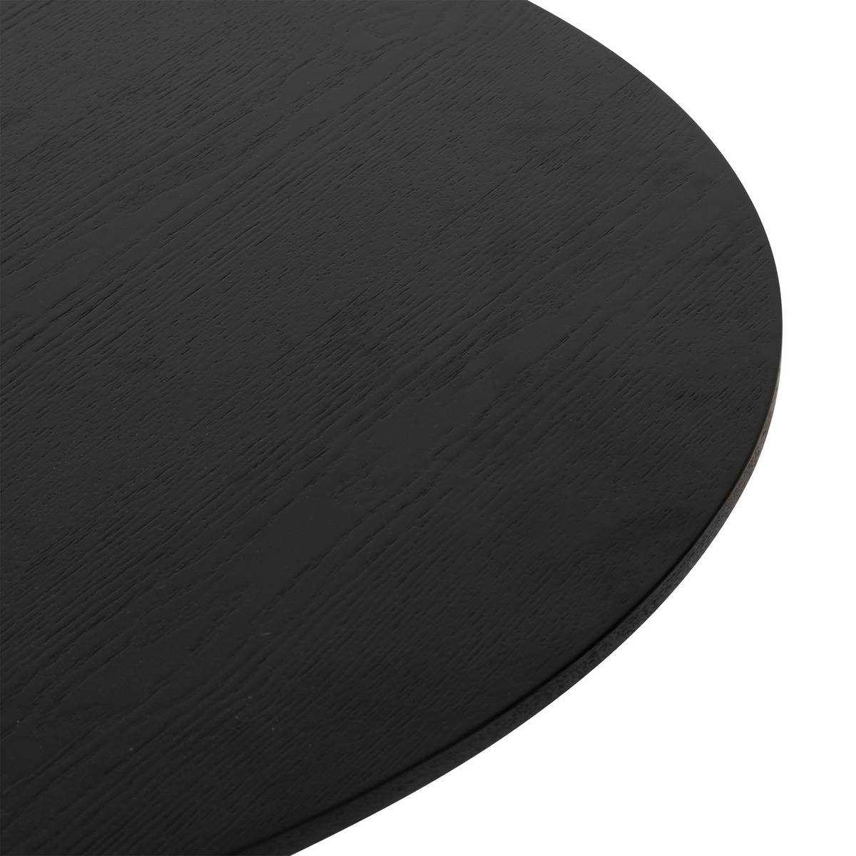 Table à manger ronde 4 places plateau placage chêne ELIAS noir, ATMOSPHERA