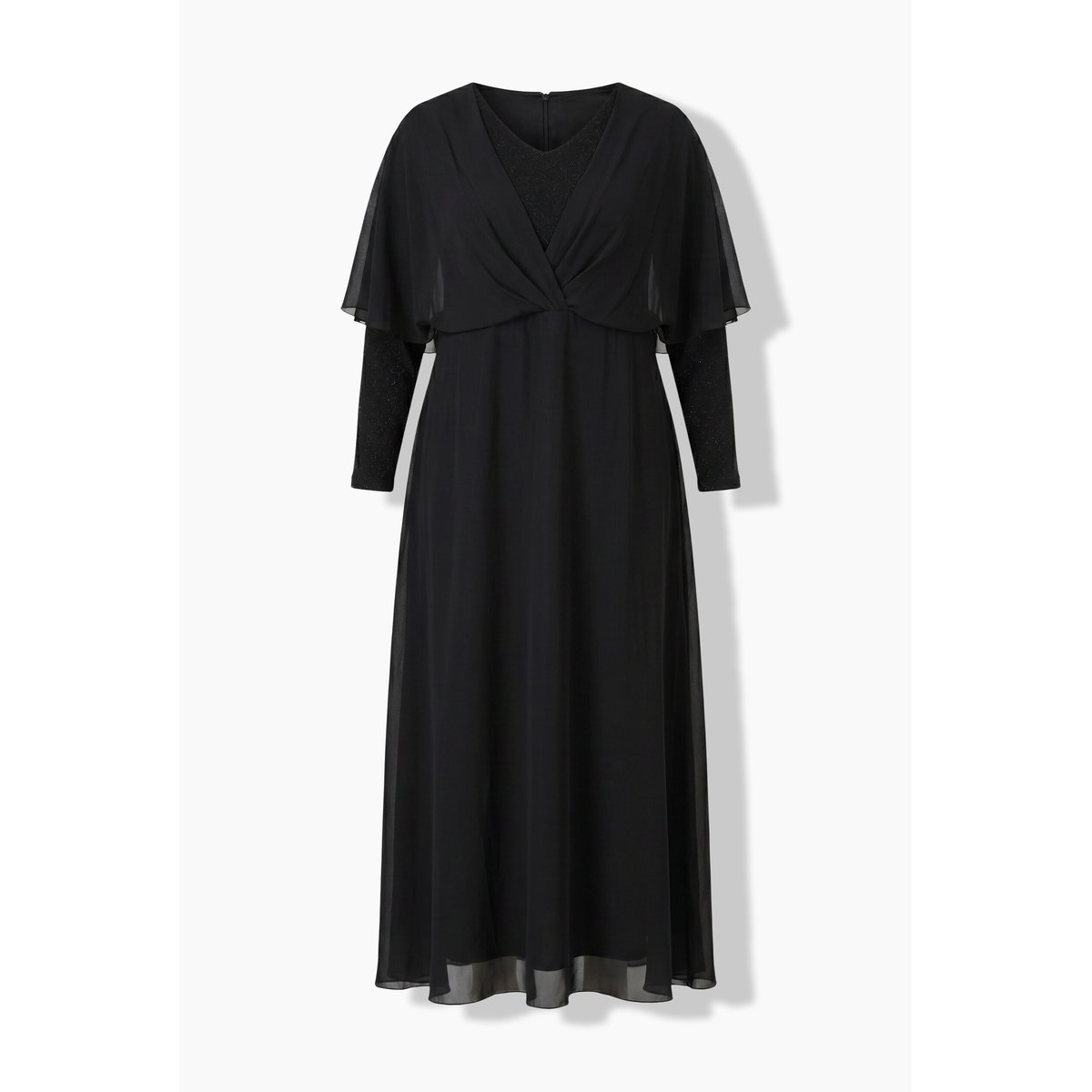 Robe maxi en mousseline, paillettes noir, ULLA POPKEN