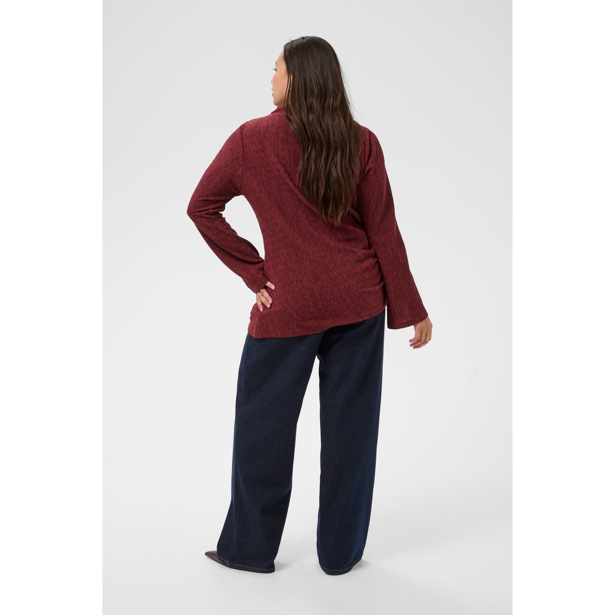 Blouse à manches longues rouge port, KAFFE CURVE