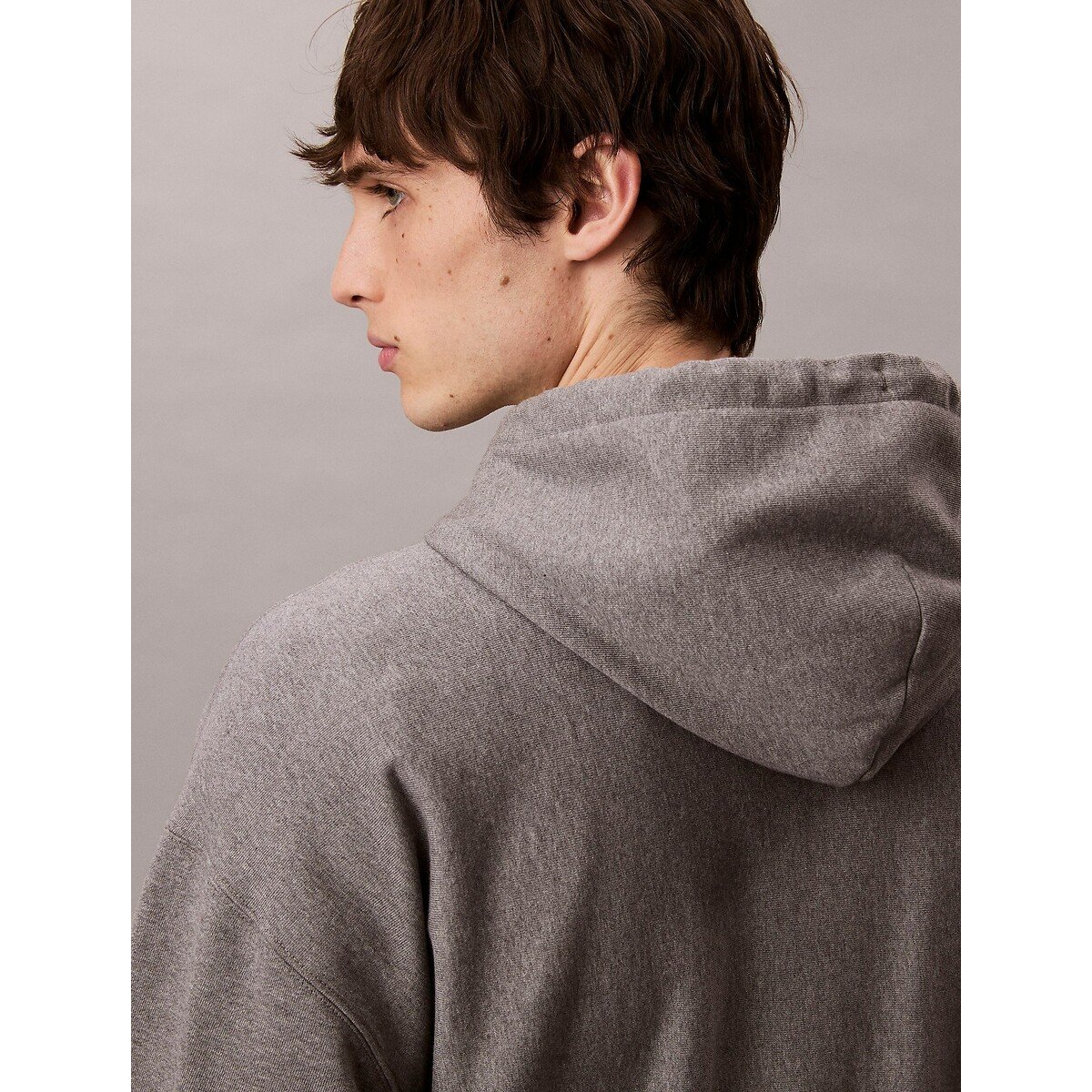 Sweat fermé à capuche gris, CALVIN KLEIN