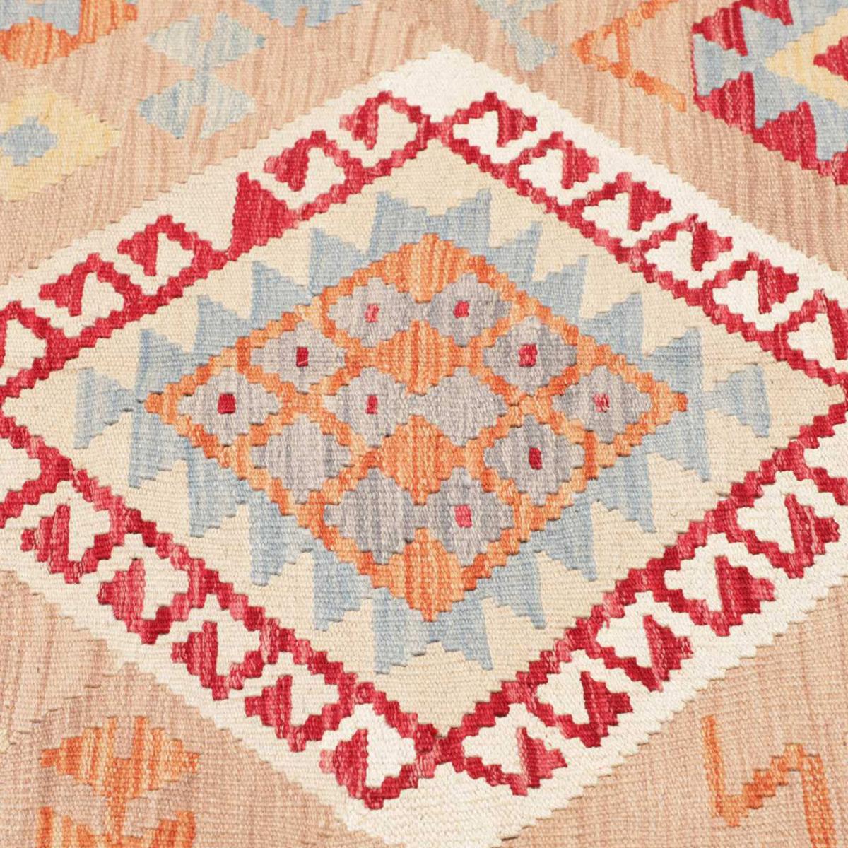 Tapis kilim à motif géométrique, tissé à plat en laine, KILIM 93 multicolore, beige, rouge, UN AMOUR DE TAPIS
