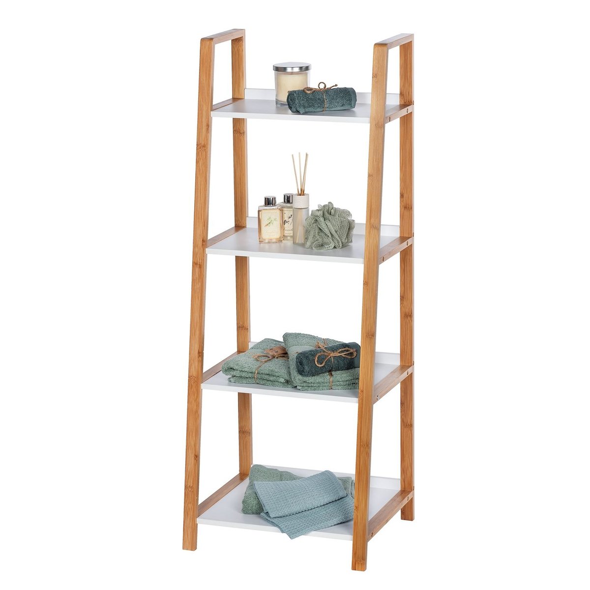 Etagère De Salle De Bain En Bambou Finja blanc, WENKO