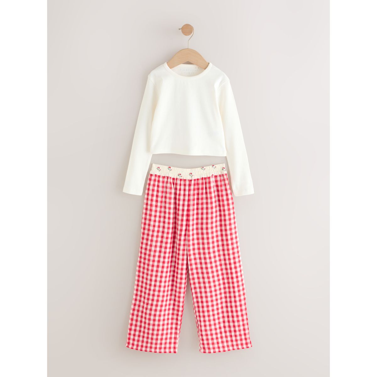 Pyjama large vichy rouge/écru, NEXT