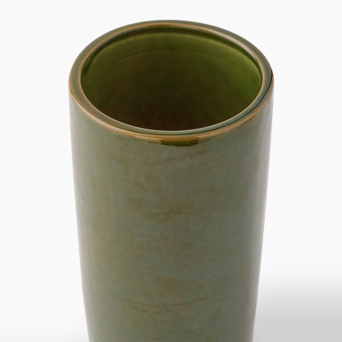 Vase droit effet réactif, 10.5x23cm, en céramique vert melange, MONOPRIX