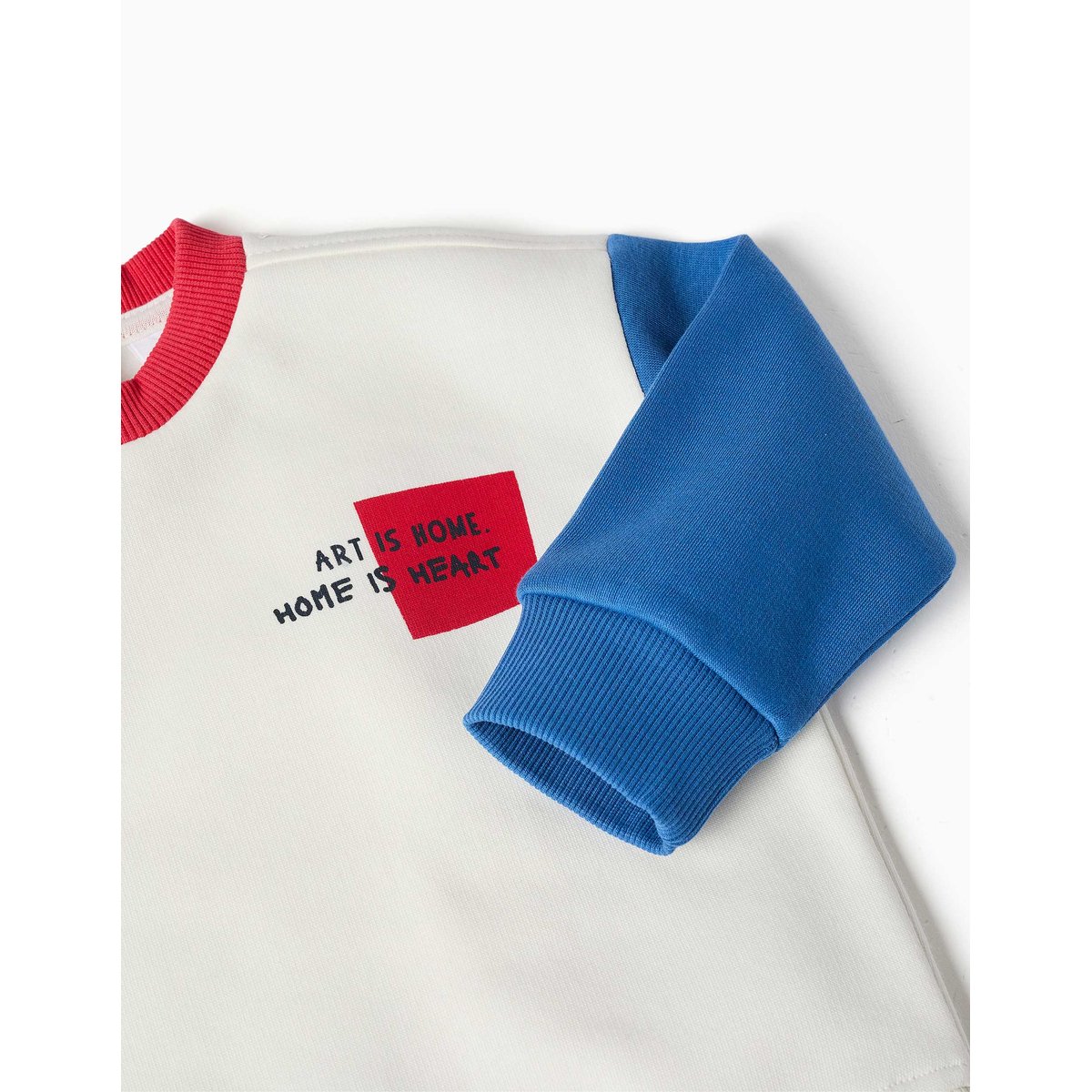 Sweat en coton peigné avec imprimé sur la poitrine blanc, ZIPPY