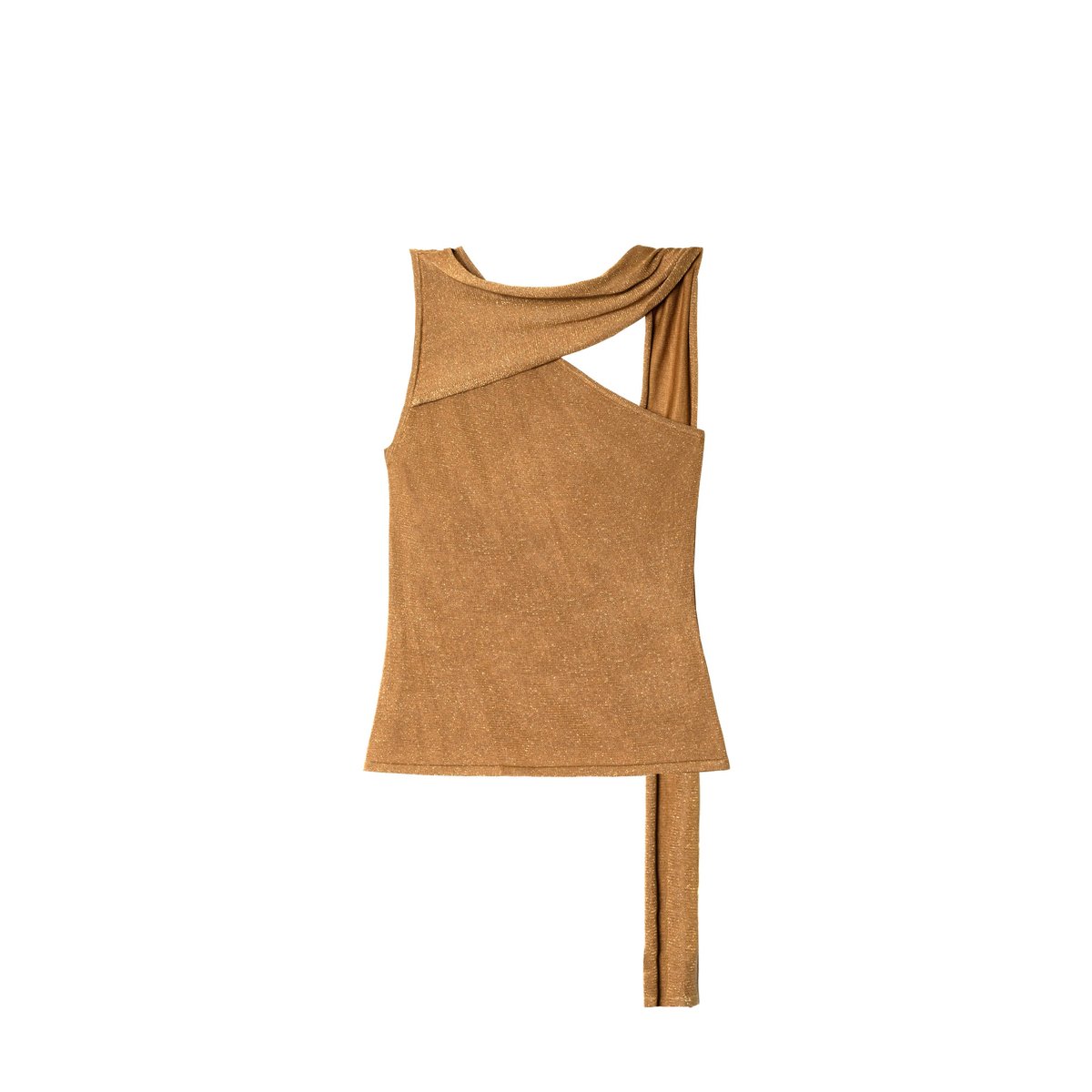 Top asymétrique avec foulard décoratif brune, THE-ARE
