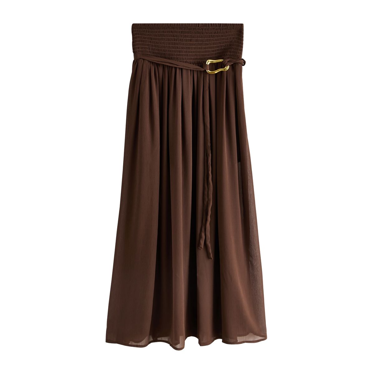 Jupe longue en mousseline à ceinture marron chocolat, NEXT