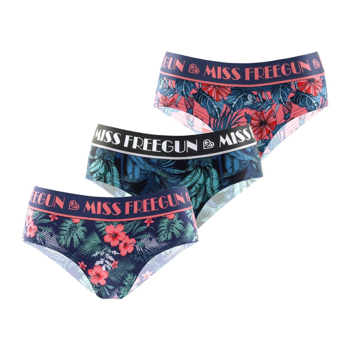 Lot De 3 Culottes Tropical rouge/rose/bleu, FREEGUN