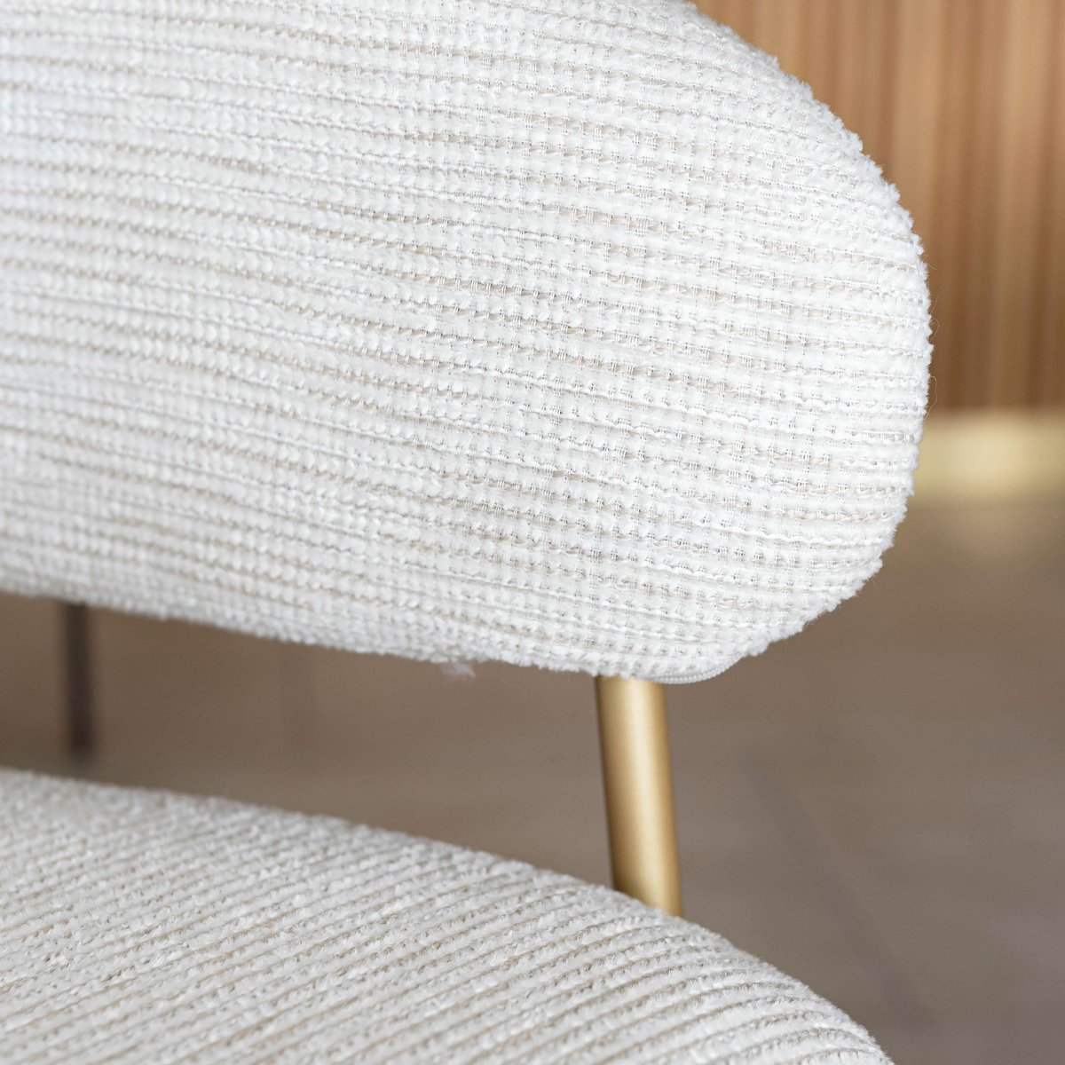 Lot de 2 fauteuils de table en tissu et pieds en métal, EROS ecru, NOW'S HOME