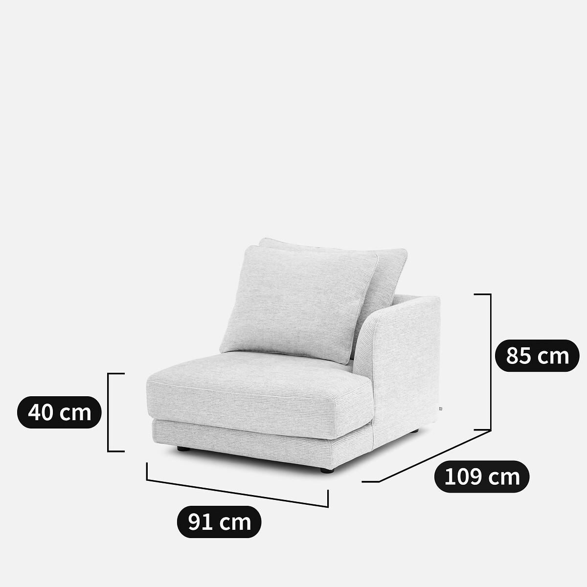 Sofá modular, lado derecho, de algodón reciclado, TIBERIO gris claro , AM.PM