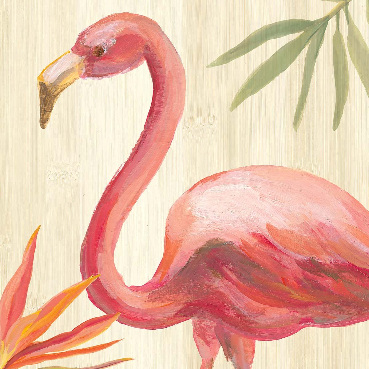 Papier peint exotique flamant rose en aquarelle intissé, HEXOA