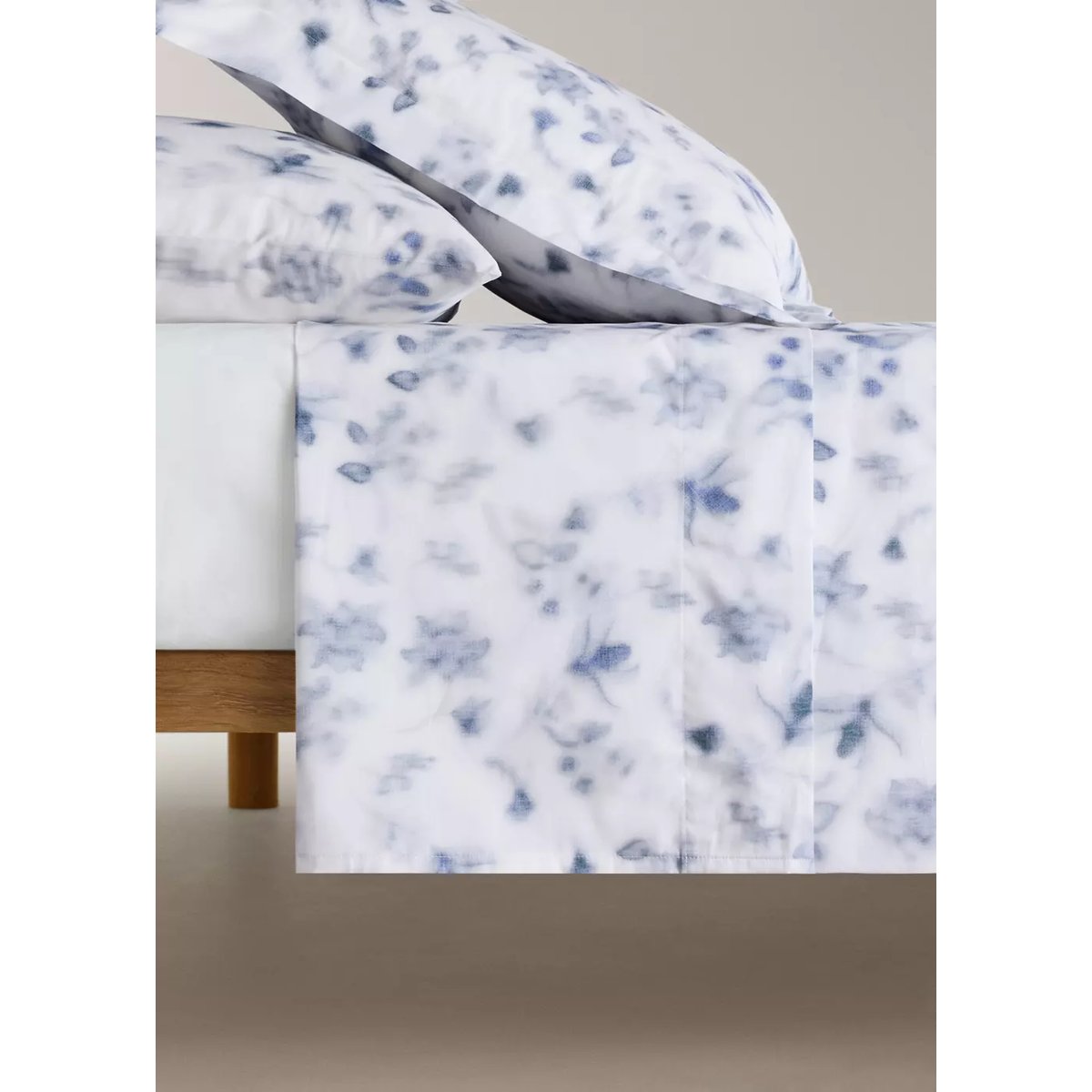 Drap plat percale de coton estompé Lit 135/140 cm bleu, MANGO HOME