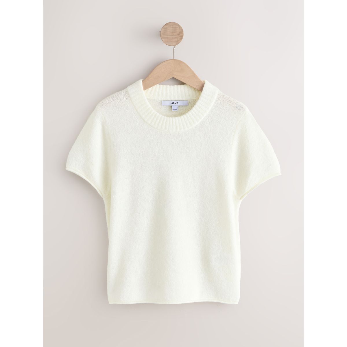 T-shirt en maille à manches courtes écru, NEXT