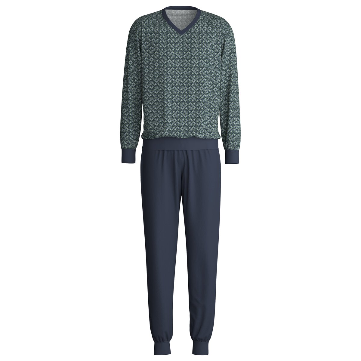 Pyjama avec bords élastiques manches longues Coton COTTON SPECIAL bleu foncé, CALIDA