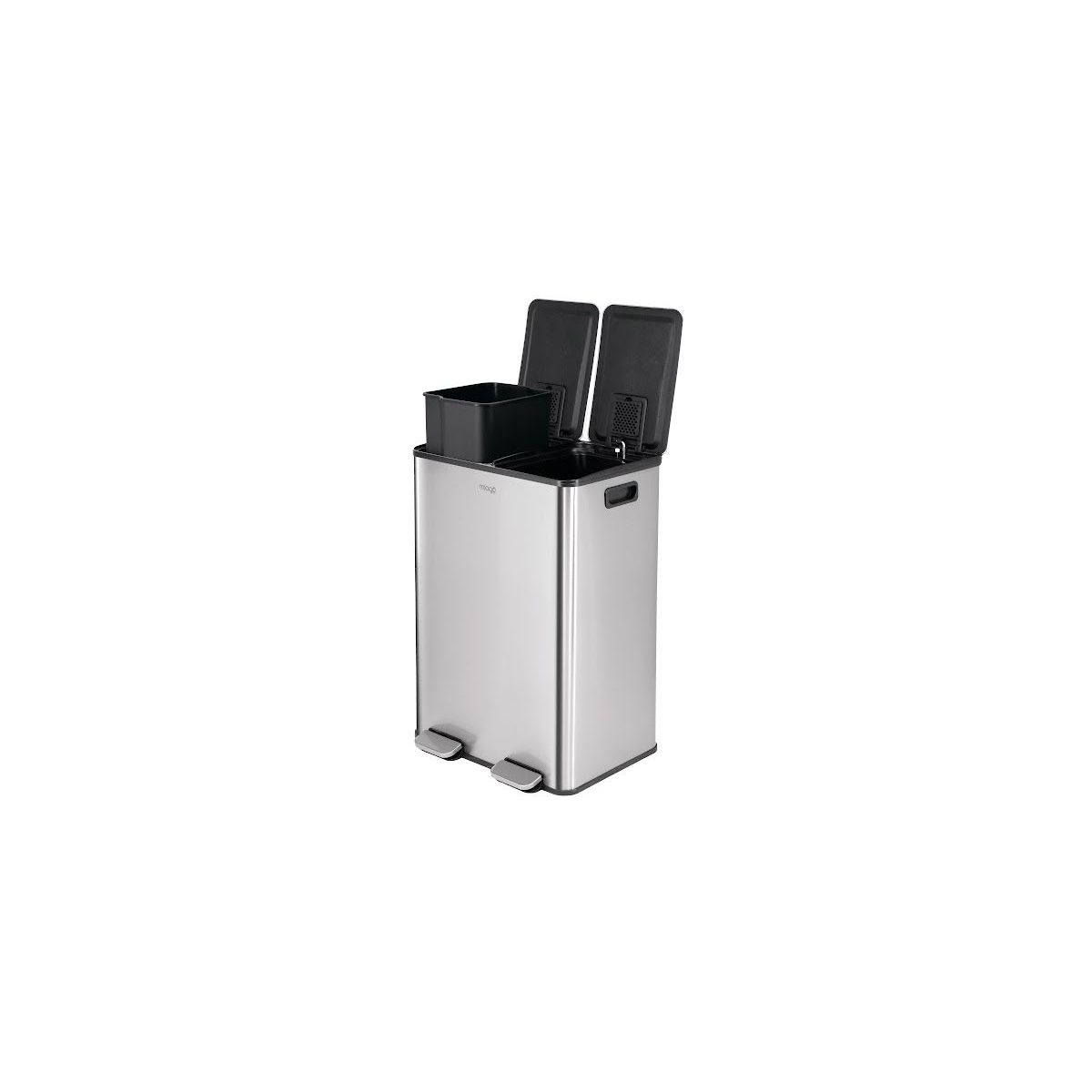 Poubelle de cuisine tri sélectif Tri selectif 60L inox couleur unique, MIOGO