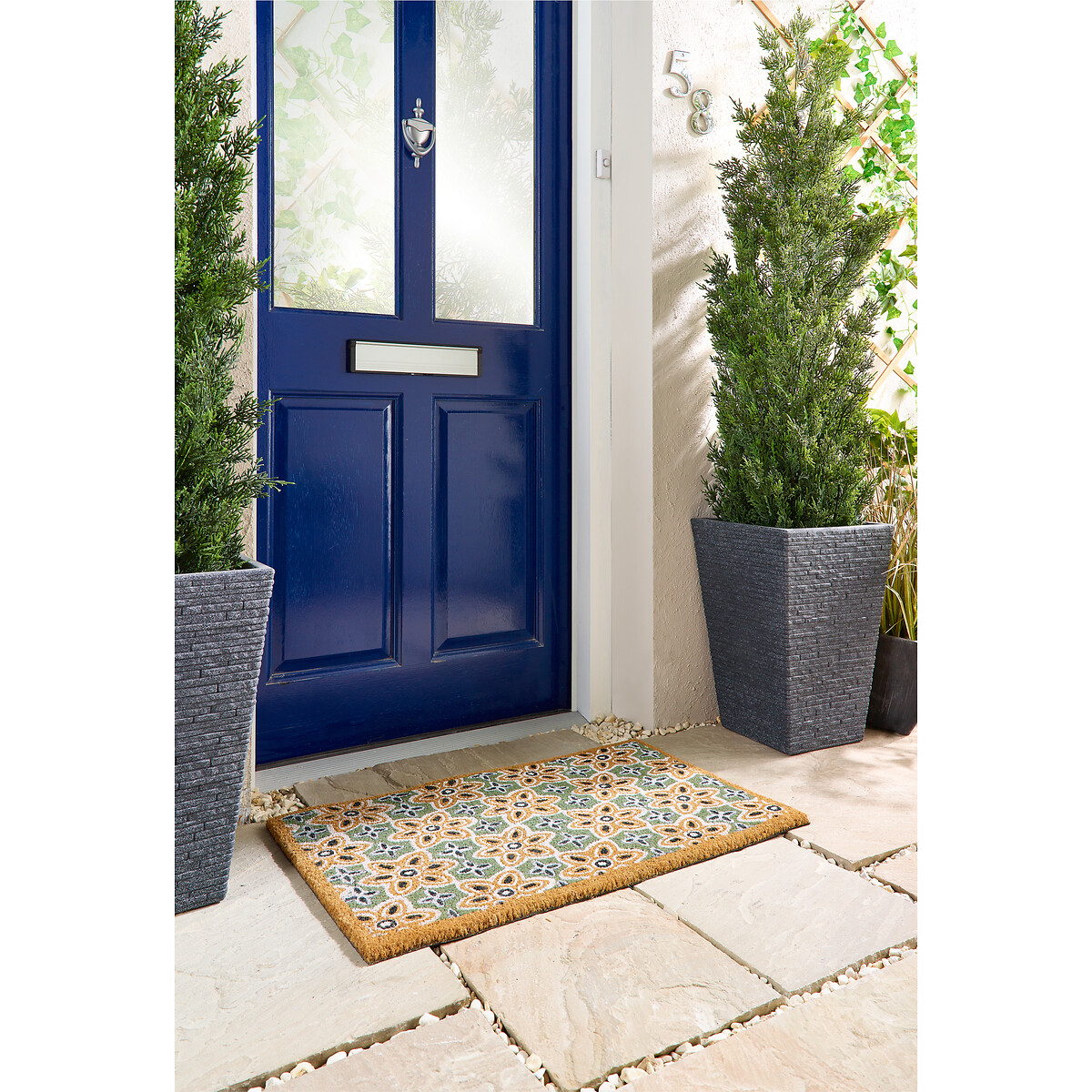 Woodblock Print Doormat sage, MY MAT