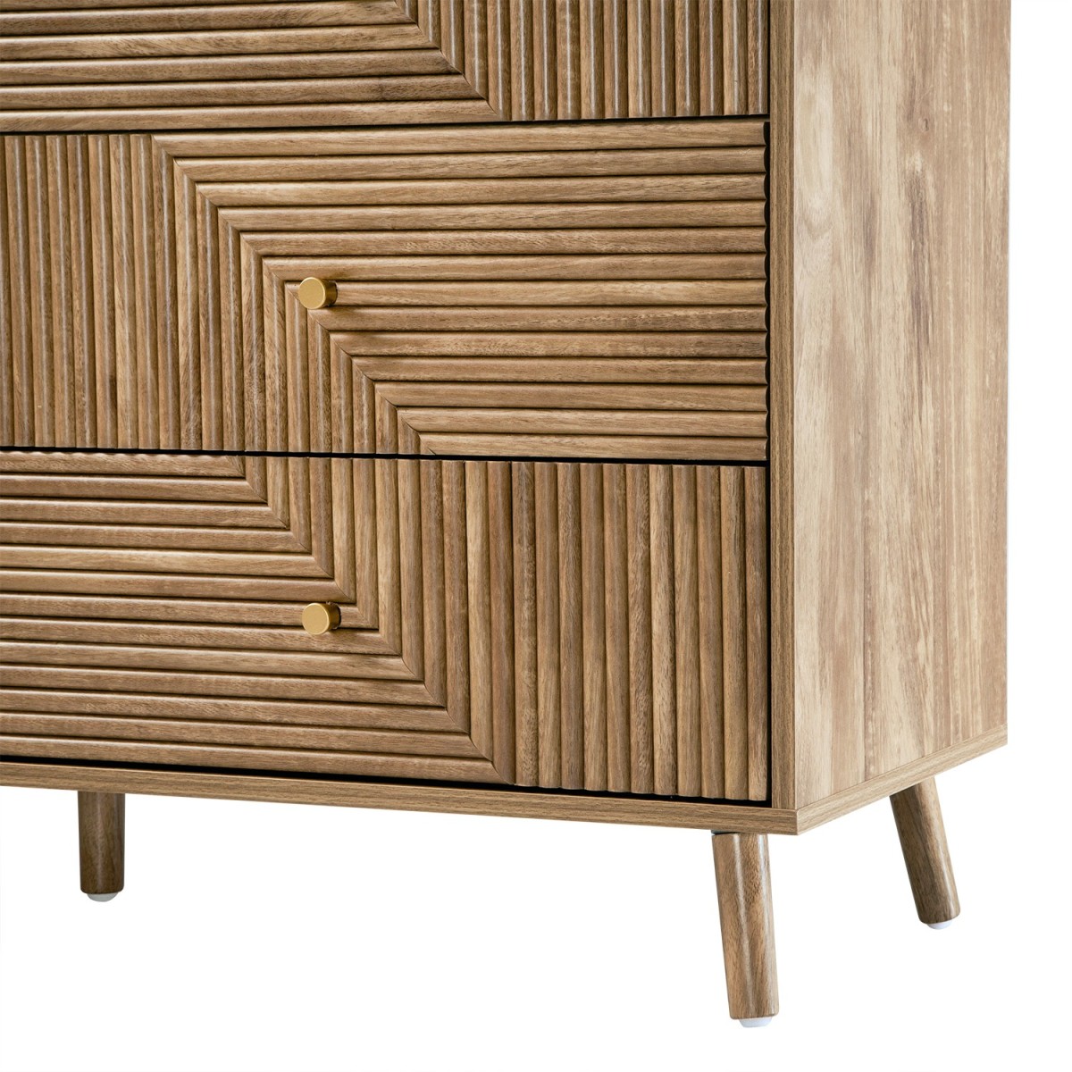 Commode 6 tiroirs façades lamellées EDEN bois clair, CALICOSY