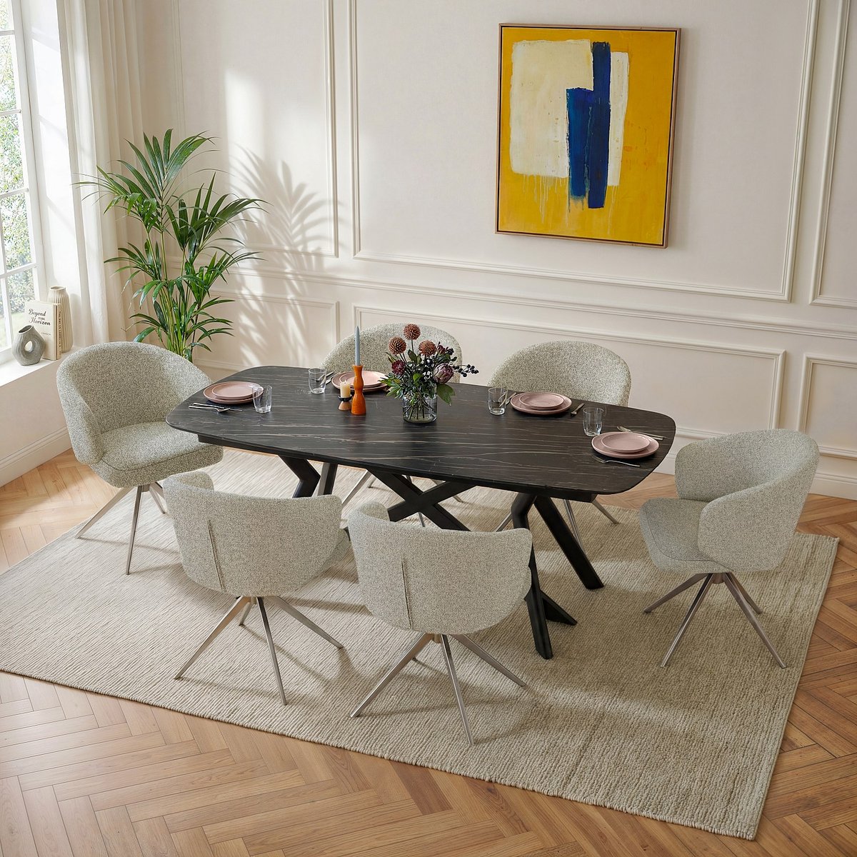 Chaise tissu GALATI gris, HABITAT