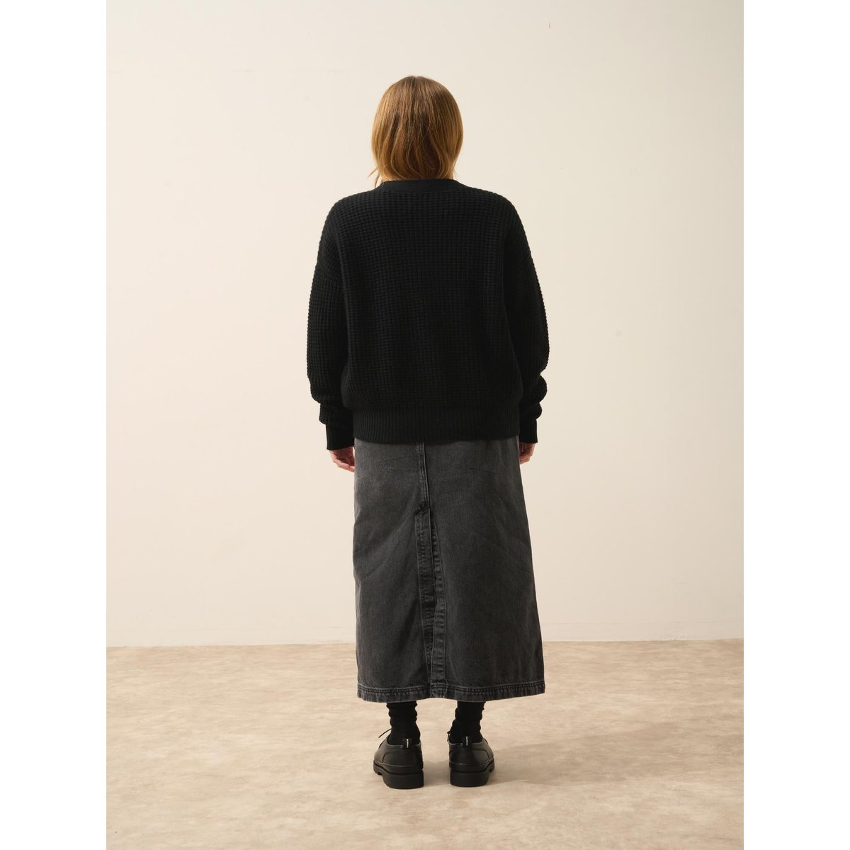 Cardigan Col V 6 Fils Noir Clara noir, JUST CASHMERE