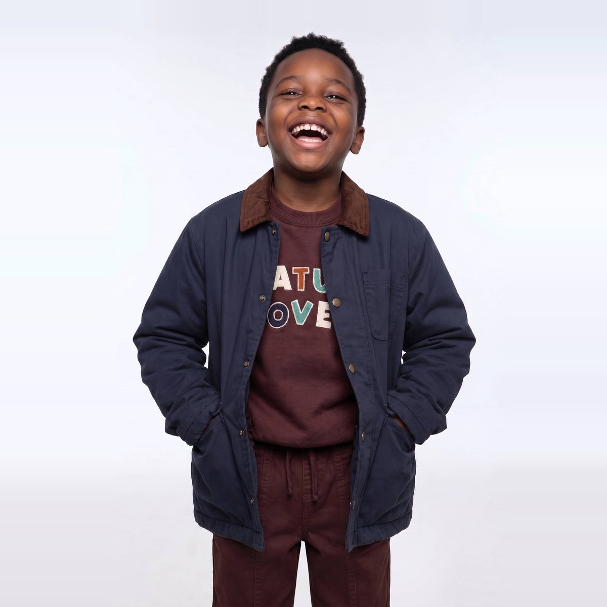 Veste chasseur col et poignets contrastés contient du coton marine, MONOPRIX