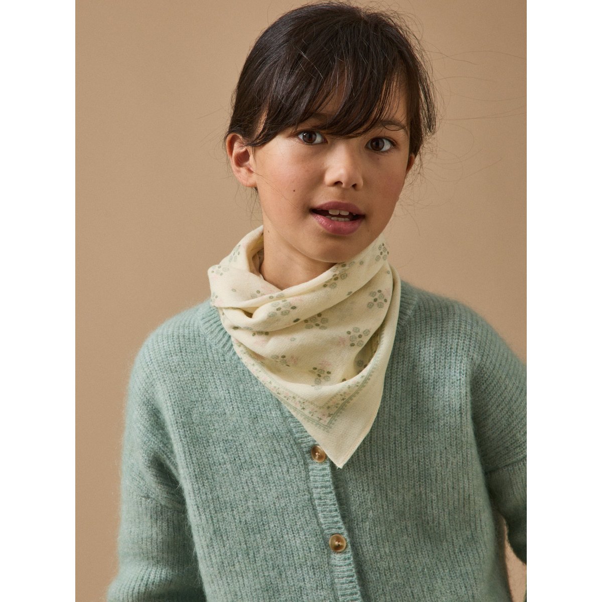 Foulard imprimé en laine ecru, CYRILLUS