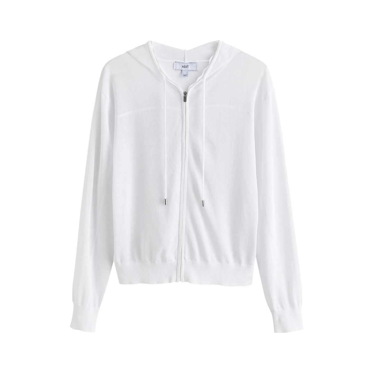 Cardigan à capuche zippé en maille légère blanc, NEXT