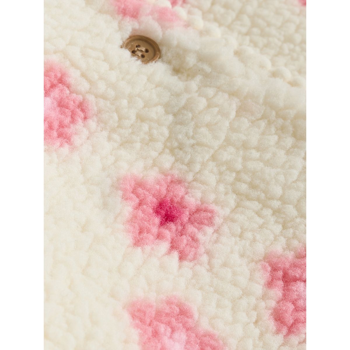 Veste à capuche bébé imitation peau de mouton floral écru et rose, NEXT