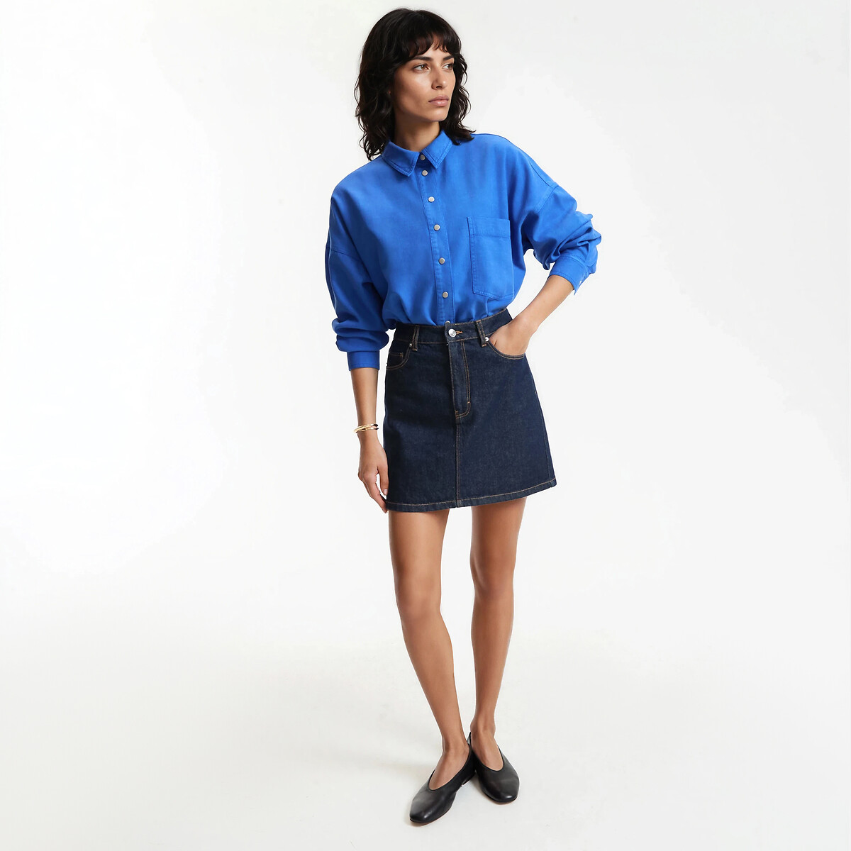 Chemise ample manches longues bleu, LA REDOUTE COLLECTIONS