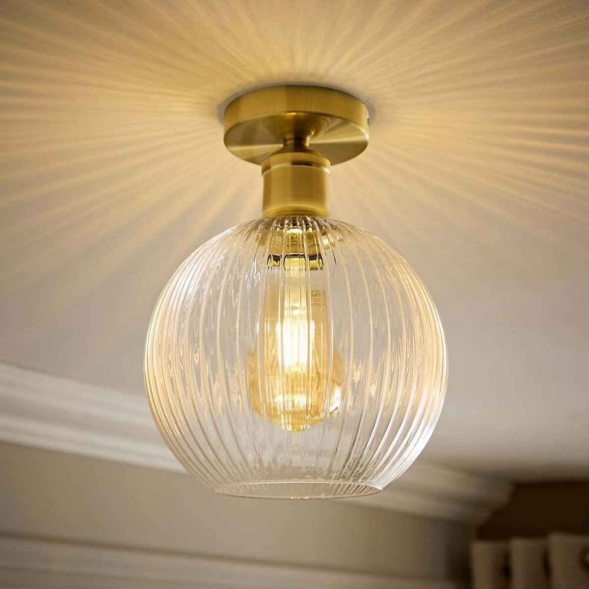 Maddy Flush Ceiling Light with Filament Bulb brushed gold, ÉDITÉ